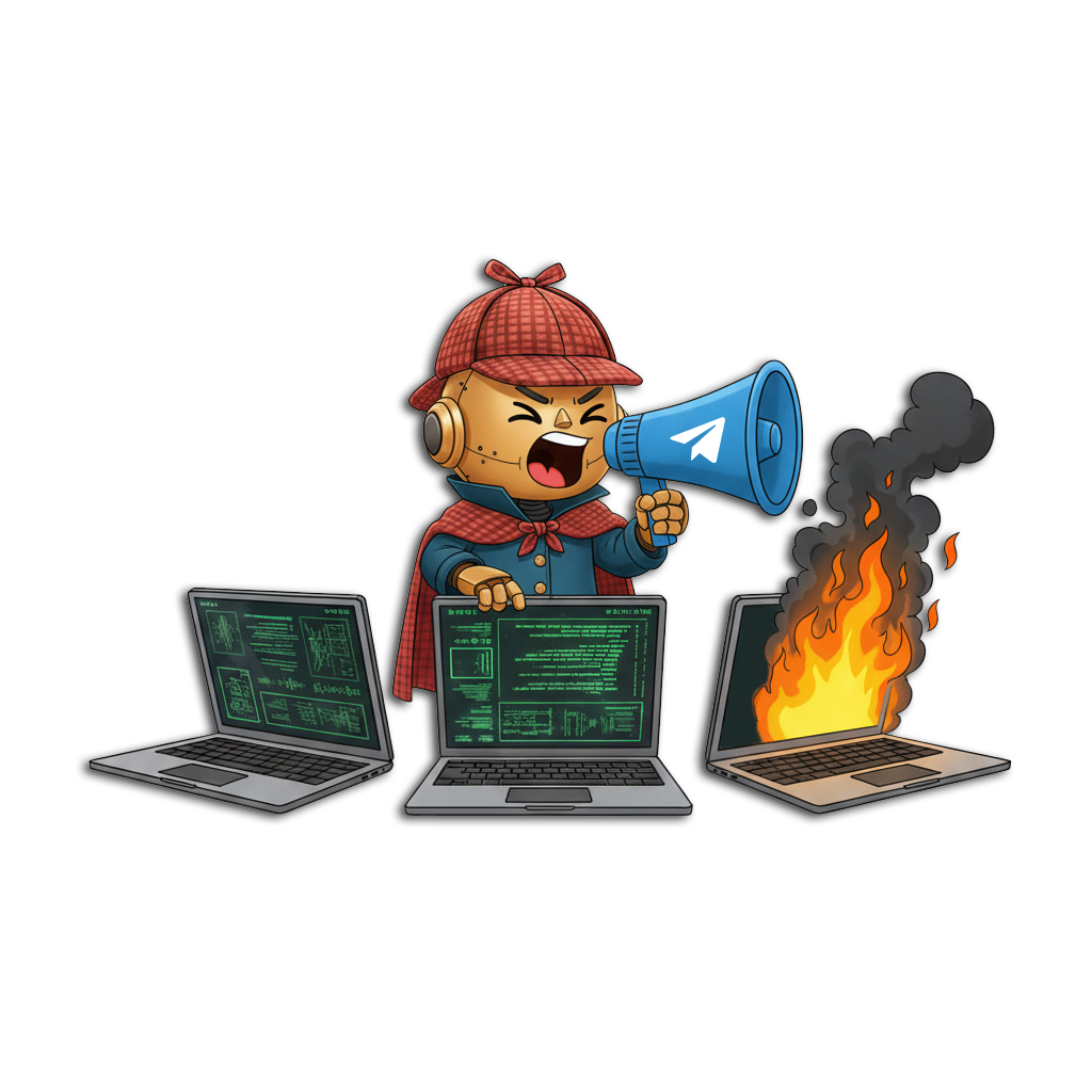 Робот SherlockWatch отправляет оповещение в Telegram